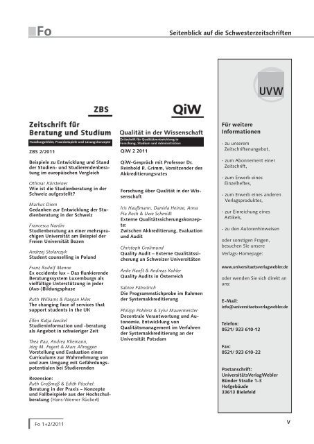 Heft 1 + 2 / 2011 - UniversitÃ¤tsVerlagWebler