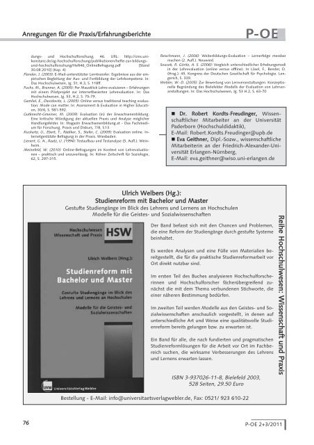 Heft 2 + 3 / 2011 - UniversitÃ¤tsVerlagWebler