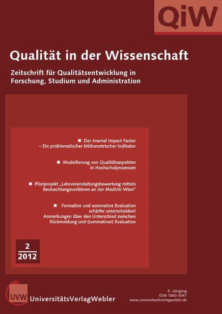 Heft 2 / 2012 - UniversitÃ¤tsVerlagWebler