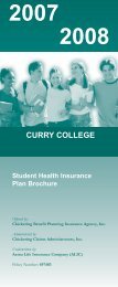 CURRY COLLEGE - University Health Plans