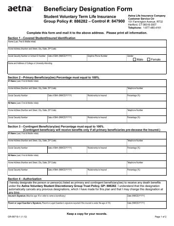 Beneficiary Designation Form - University Health Plans