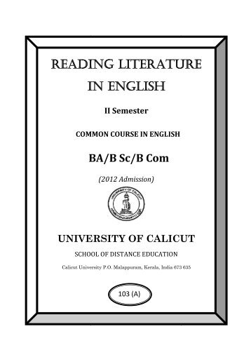 Reading Literature in English - University of Calicut