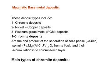 Main types of chromite deposits: