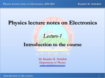 Physics lecture notes on Electronics Lecture-1