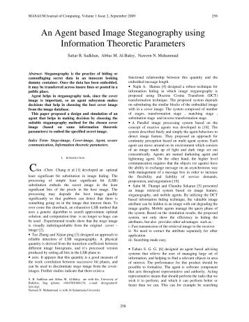 An Agent based Image Steganography using Information Theoretic ...