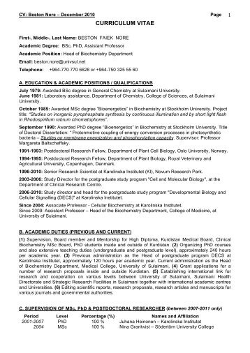 CURRICULUM VITAE - University of Sulaimani