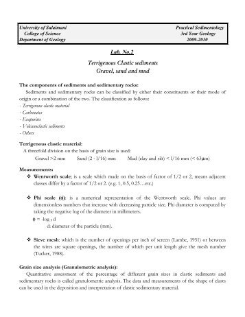 Sedimentology Lab 2.pdf - University of Sulaimani