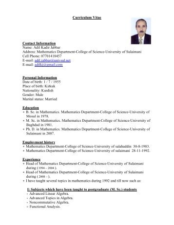 Curriculum Vitae Contact Information Name: Adil Kadir Jabbar ...