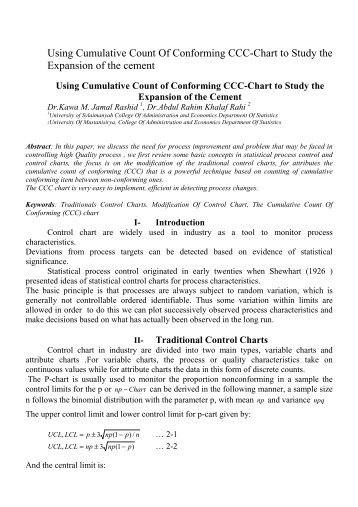 Using Cumulative Count Of Conforming CCC-Chart to Study the ...