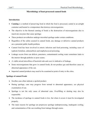 Microbiology of heat-processed canned foods