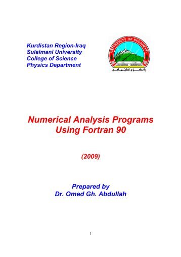 Numerical Analysis Programs Using Fortran 90 - University of ...