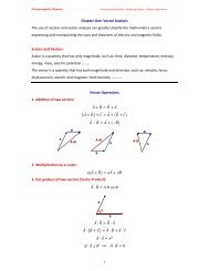 Chapter One: Vector Analysis The use of vectors and vector analysis ...