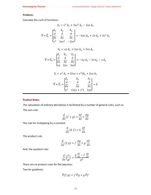 Chapter One: Vector Analysis The use of vectors and vector analysis ...