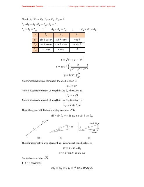 Chapter One: Vector Analysis The use of vectors and vector analysis ...