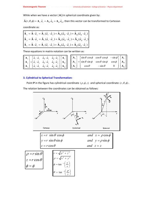 Chapter One: Vector Analysis The use of vectors and vector analysis ...