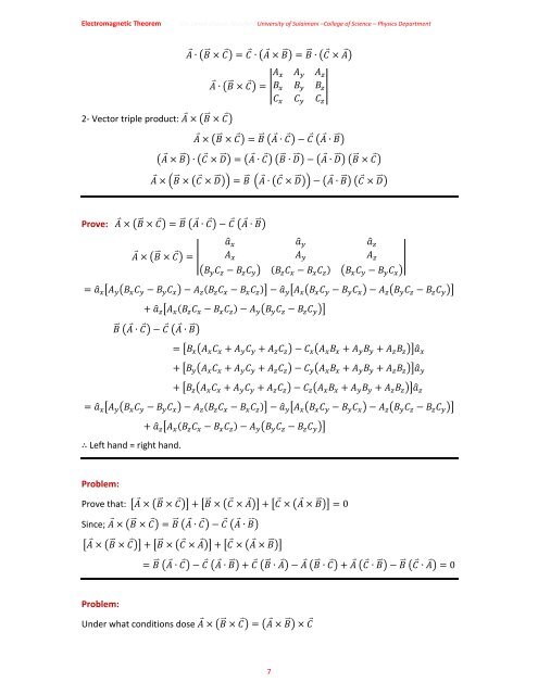 Chapter One: Vector Analysis The use of vectors and vector analysis ...