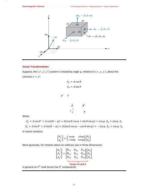 Chapter One: Vector Analysis The use of vectors and vector analysis ...