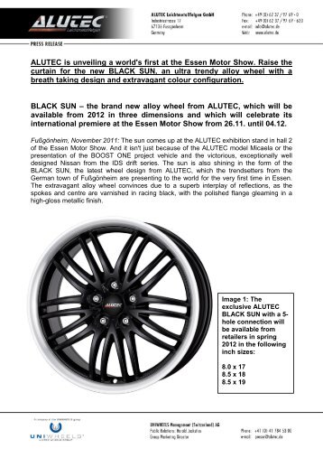 ALUTEC is unveiling a world's first at the Essen Motor ... - uniwheels