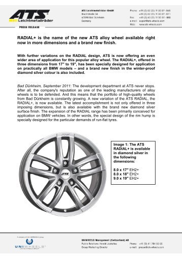 RADIAL+ is the name of the new ATS alloy wheel ... - uniwheels
