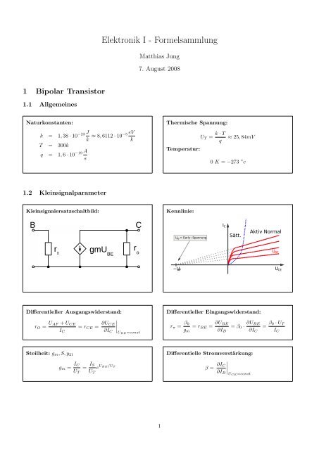 Elektronik I - Formelsammlung - Unix-AG-Wiki