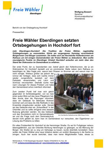 Freie Wähler Eberdingen setzten ... - Freie Wähler in der Region