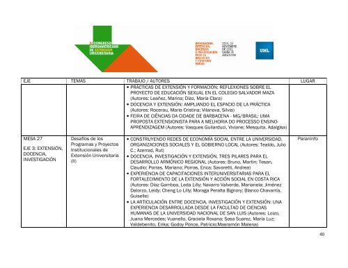 Programa Detallado - Universidad Nacional del Litoral