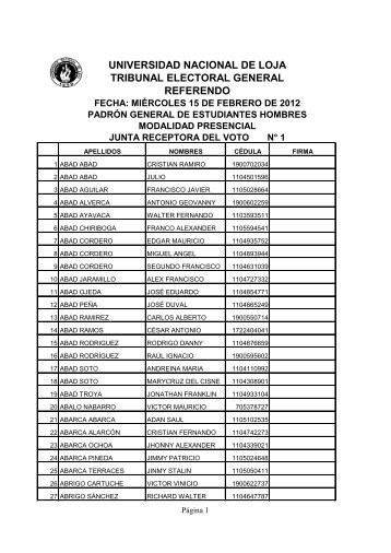 universidad nacional de loja tribunal electoral general referendo