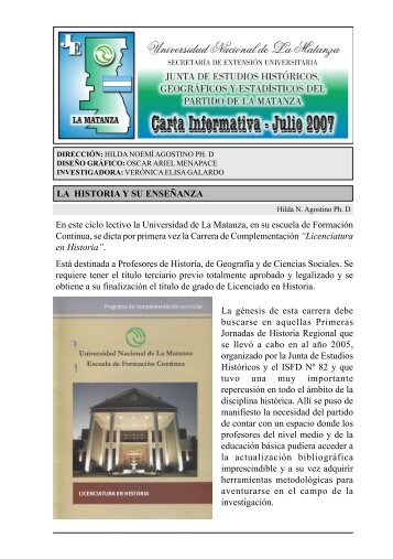 Carta Informativa 16 - Julio 2007 - Universidad Nacional de La ...