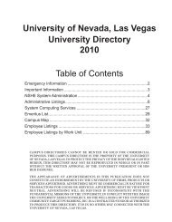 campus directory - University of Nevada, Las Vegas