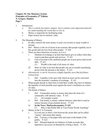 Chapter 29: The Monetary System Principles of Economics, 6 ...