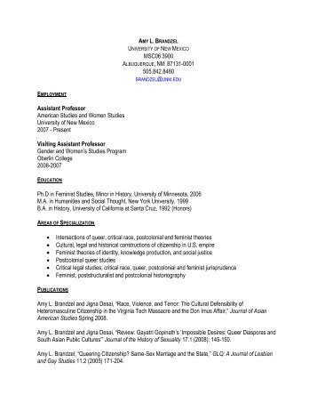 curriculum vitae - University of New Mexico