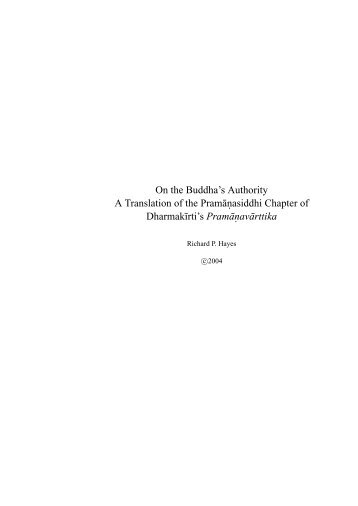 On the Buddha's Authority A Translation of the - University of New ...