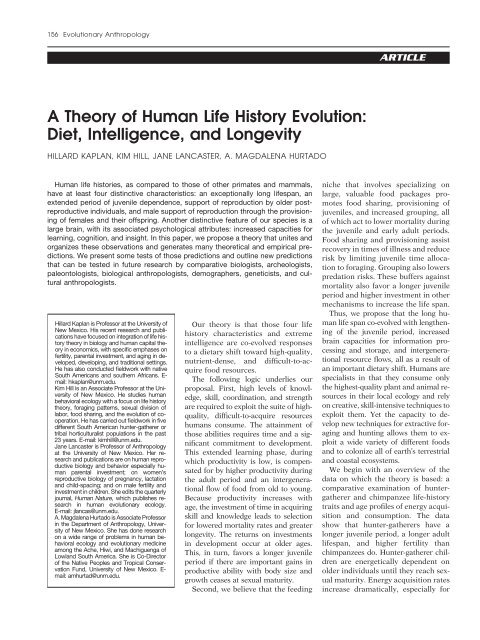 A Theory of Human Life History Evolution - Radical Anthropology ...