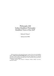 Philosophy 438 Indian Buddhist Philosophy Buddhist Views of the ...