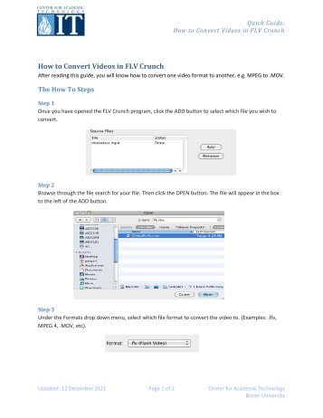 How to Convert Videos in FLV Crunch - Blogs @ Butler - Butler ...