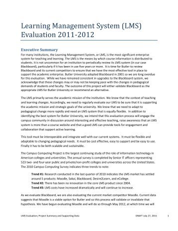 Learning Management System (LMS) Evaluation 2011-2012