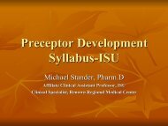 Preceptor Development Syllabus-ISU - College of Pharmacy