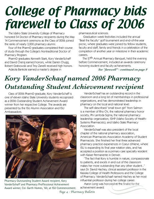 Cover Story... - College of Pharmacy - Idaho State University