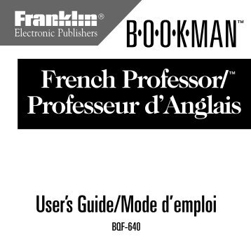 French Professor/ Professeur d'Anglais - Franklin Electronic Publishers