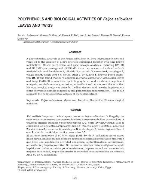 POLYPHENOLS AND BIOLOGICAL ACTIVITIES OF Feijoa ...