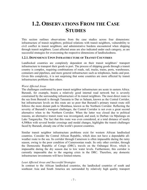 the challenges facing landlocked developing countries: a case study ...