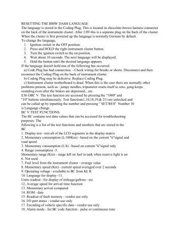 BMW Instrument Cluster Language