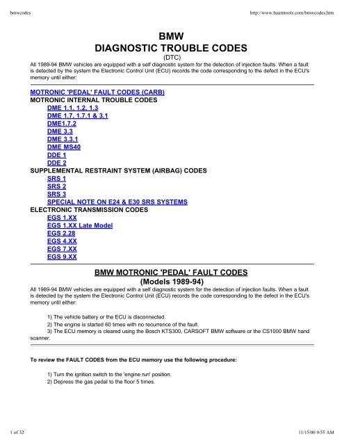 Bmw Diagnostic Trouble Codes E38 Org