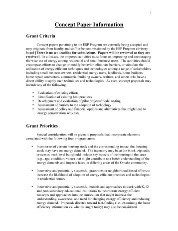 Concept Paper Information Grant Criteria