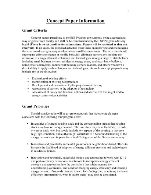 Concept Paper Information Grant Criteria