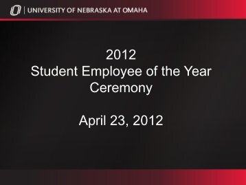 2012 Student Employee of the Year Ceremony April 23, 2012