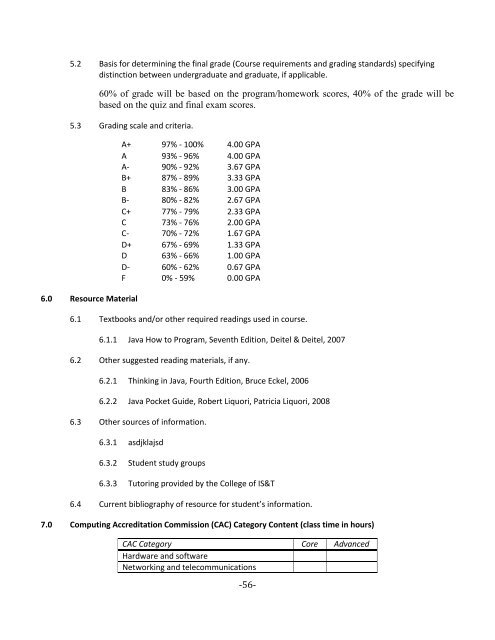 BIS Self-Study Appendices - University of Nebraska Omaha