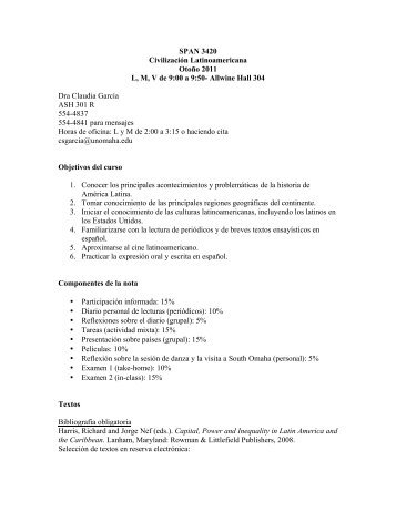 3420 Syllabus Fall 11(1) - University of Nebraska Omaha