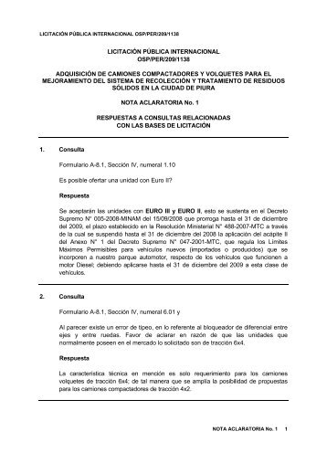 licitaciÃ³n pÃºblica internacional osp/per/209/1138 ... - UNOPS