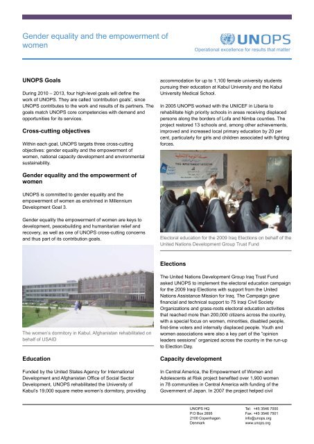 Gender equality and the empowerment of women - UNOPS